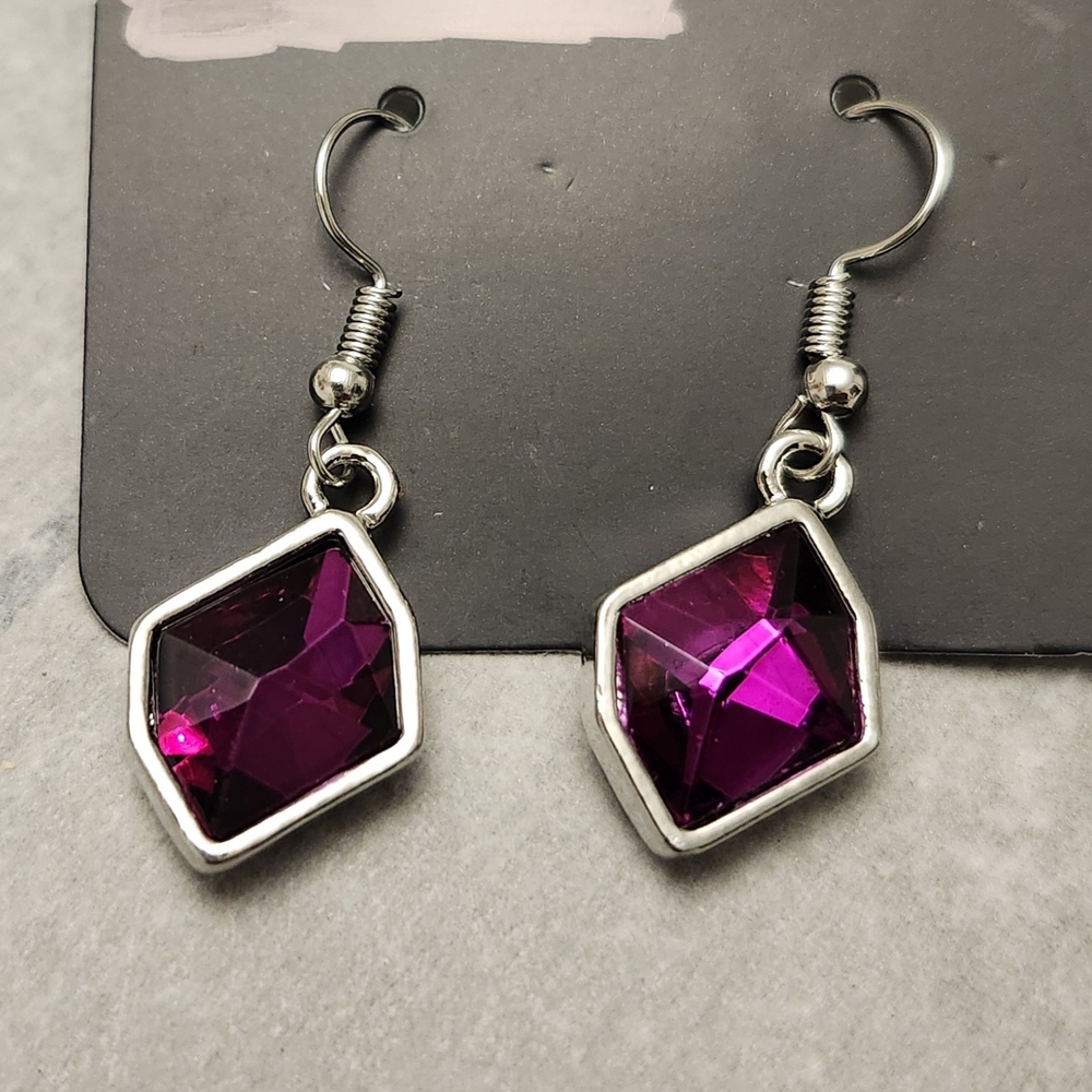 Elegant Silver and Purple Earrings